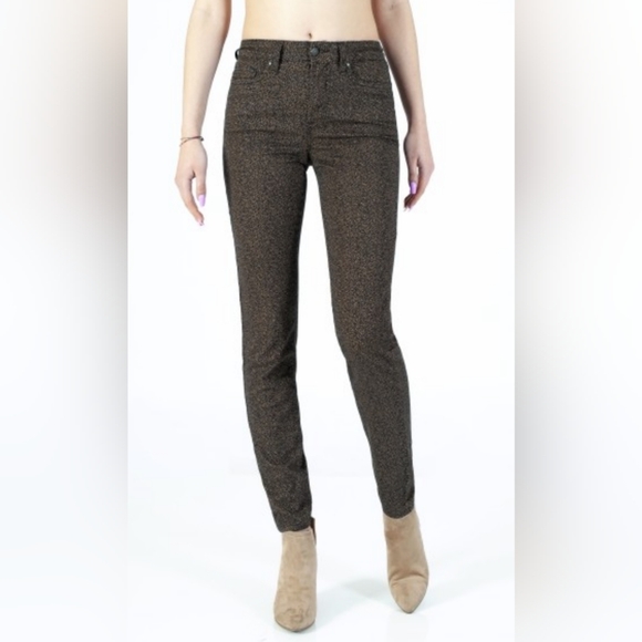 Free People Black and Gold Leopard Cheetah Skinny Jeans - Picture 3 of 9
